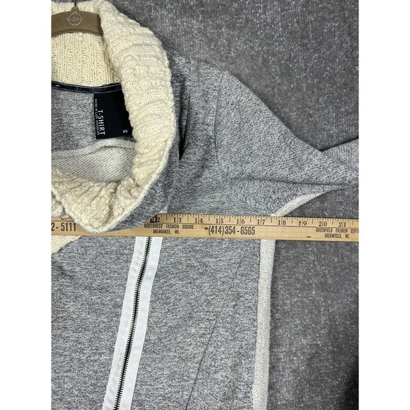 Dolan T-Shirt Knit Cowl Neck Asymmetrical Full Zip‎ Crop Sweater Womens XS Gray - Picture 12 of 16